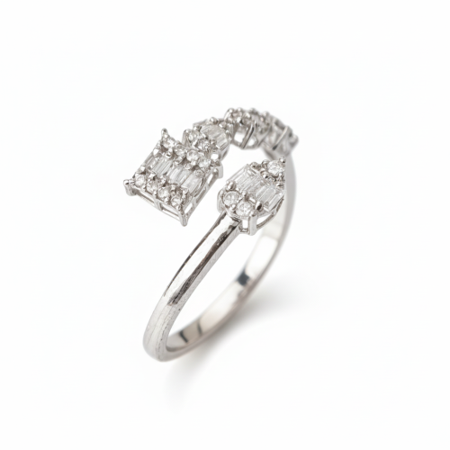 خاتم الماس عصري هندسي مفتوح