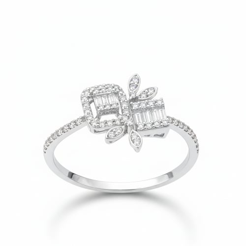 خاتم الماس هندسي فاخر بتصميم ماركيز وزخارف فنية