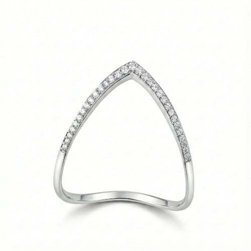 خاتم الماس تصميم V مرصع