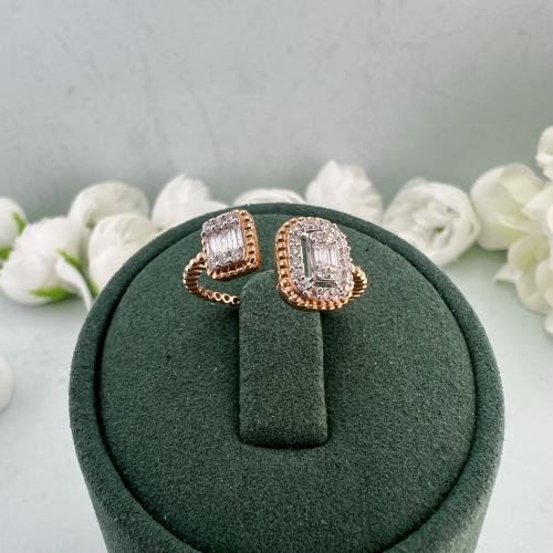 خاتم ألماس باغيت روز قولد مفتوح بتصميم مزدوج فاخر