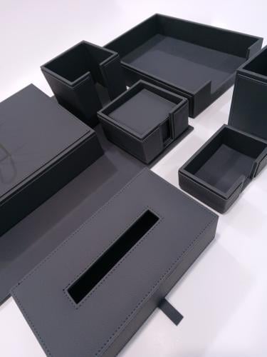 طقم مكتبي مكون من 8 قطع لون رمادي غامق