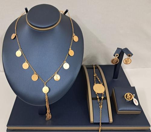 طقم اكسسوارات نسائي كامل بتصميم مستوحى من العملات...