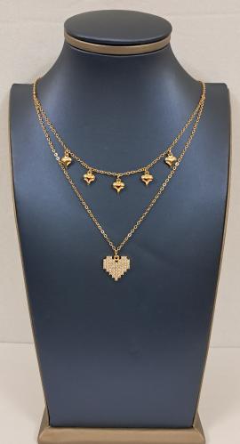 سلسلة طبقتين بتصميم قلوب لمسة حب وأناقة في قطعة وا...