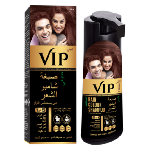 ڤي آي بي شامبو صبغة بني غامق لتغطية الشيب - 180 مل