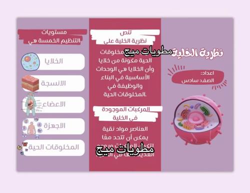 مطوية نظرية الخلية - علوم صف سادس