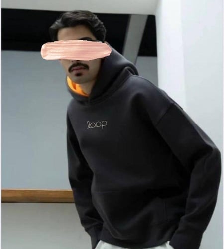 بلوفر هودي دبل كاب من براند اوب رمادي