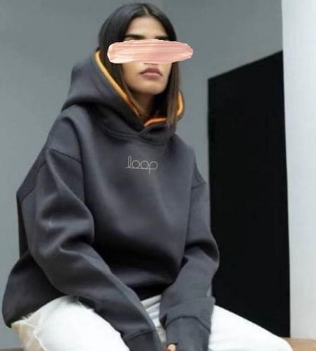 بلوفر هودي دبل كاب من براند اوب رمادي