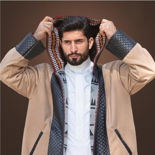 فروة رجالي تلتبس وجهين بيج - اسود