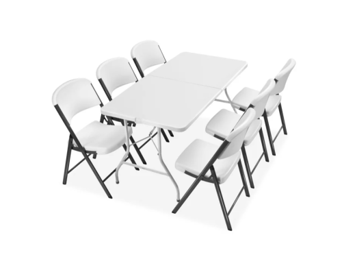 طقم طاولة فايبر مكون من 7 قطع للحدائق أبيض