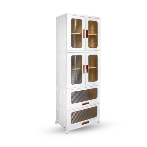 ادراج تخزين بلاستيكية قابلة للطي طبقتين مع 2 سحاب