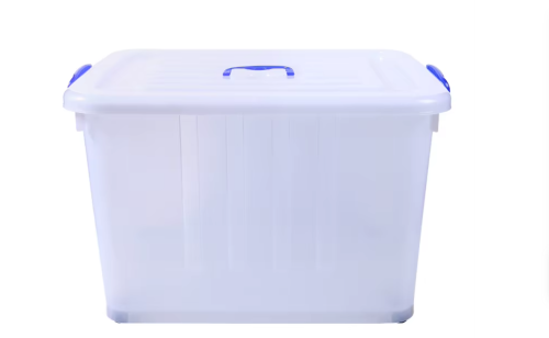 صندوق تخزين بلاستيك 160 لتر شفاف مع غطاء