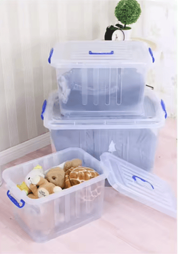 صندوق تخزين بلاستيك 15 لتر شفاف مع غطاء