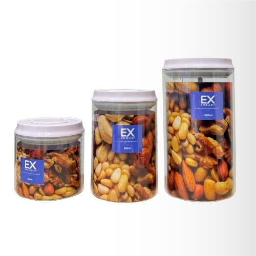 طقم برطمان EX زجاج مكون من 3 قطع