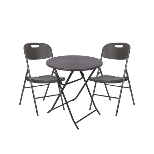 طقم طاولة دائرية قابلة للطي لشخصين لون رمادي