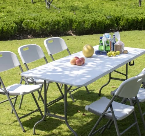 طقم طاولة فايبر مكون من 7 قطع للحدائق أبيض