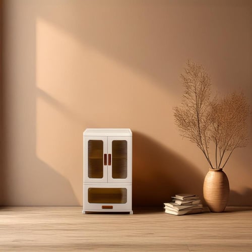 ادراج تخزين بلاستيكية قابلة للطي طبقة بابين مع سحا...