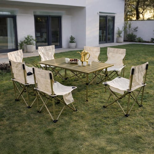 طقم تخييم وتنزه طاولة مع 6 او 4 كراسي قابلة للطي