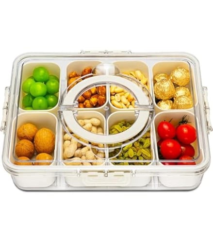 صينية بلاستيك مع غطاء شفافة للوجبات الخفيفة و الفو...