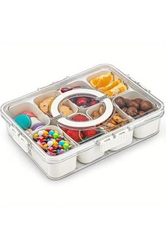 صينية بلاستيك مع غطاء شفافة للوجبات الخفيفة و الفو...