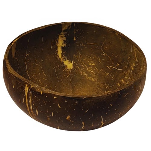 وعاء خلط من جوز الهند الطبيعي مع ملعقة خشبية