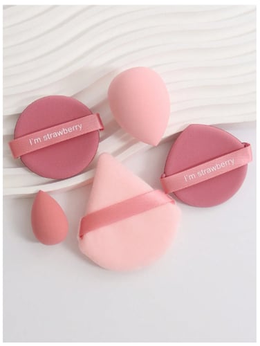 مجموعة إسفنجة مكياج (5 قطع متنوعه) لون وردي