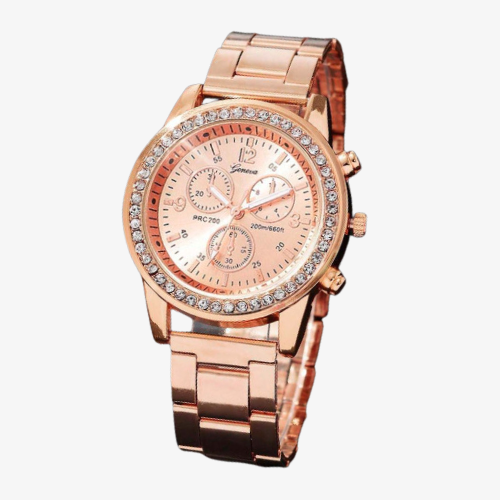 ساعة دائرية كلاسيكيه مرصعة بالكرستال من الحواف مع...