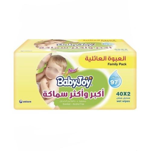 بيبي جوي مناديل مبللة العبوة العائلية 2 × 40 حبة