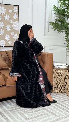 Cashmere fur abaya
