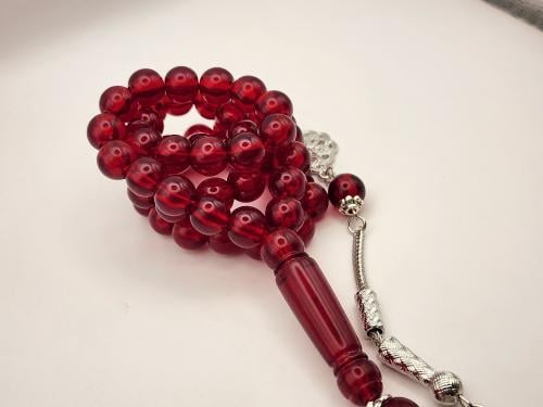 سبحه بكالايت 45 خرزه 10 ملي باللون الأحمر الشفاف