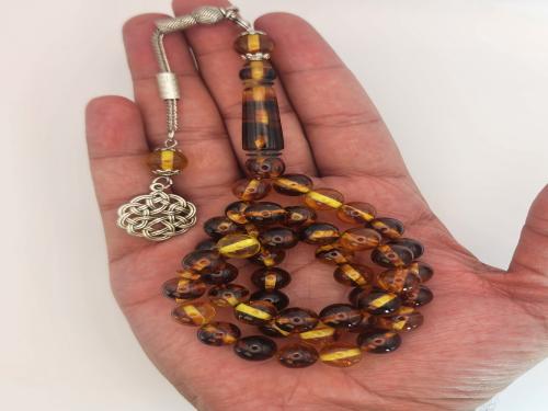 سبحة بكالايت ٤٥ خرزه ١٠ ملي شفاف بعروق