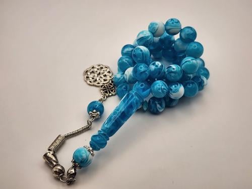 سبحه بكالايت 45 خرزه 10 ملي باللون الازرق المموج