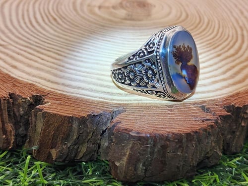 خاتم عقيق يماني مصور صياغه عارف مقاس 23 عربي