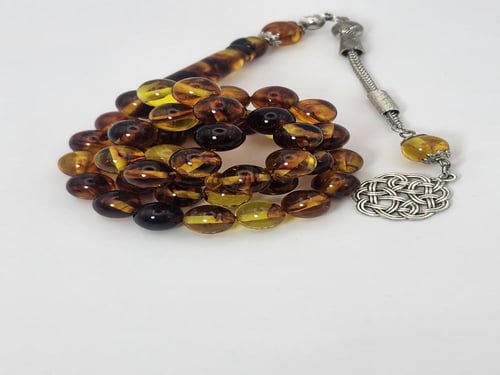 سبحة بكالايت ٤٥ خرزه ١٠ ملي شفاف بعروق