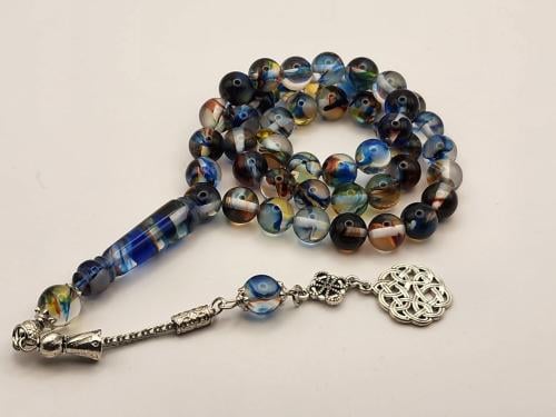 سبحه بكالايت 10 ملي 45 خرزه باللون الشفاف المموج