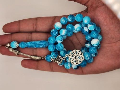 سبحه بكالايت 45 خرزه 10 ملي باللون الازرق المموج