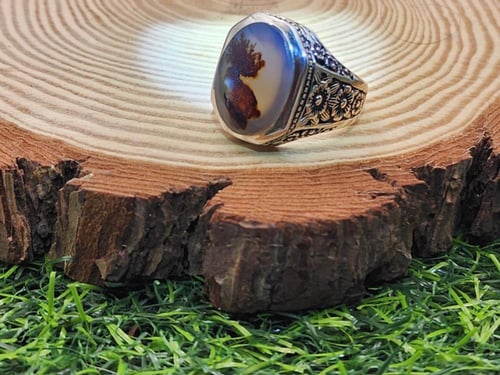 خاتم عقيق يماني مصور صياغه عارف مقاس 23 عربي