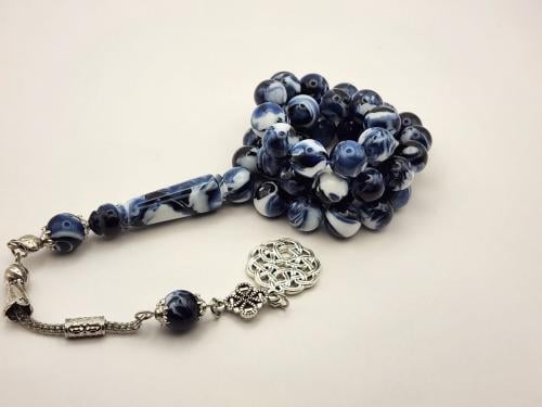 سبحه بكالايت 10 ملي 45 خرزه باللون الأزرق الغامق