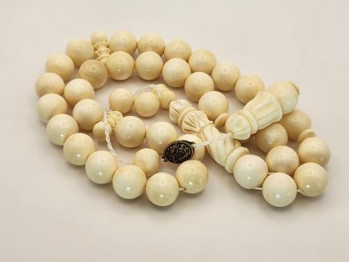 سبحه عاج ناب فيل 59 جرام 11 ملي 37 خرزه قص دائري