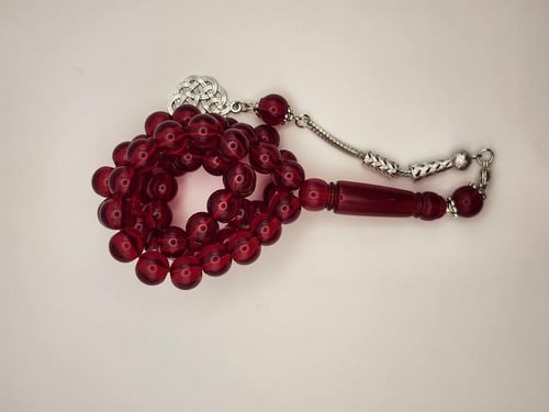 سبحه بكالايت 45 خرزه 10 ملي باللون الأحمر الشفاف