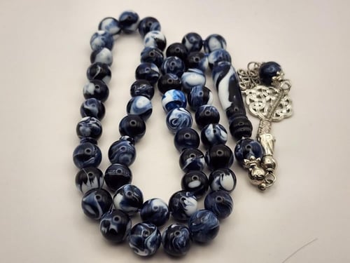 سبحه بكالايت 10 ملي 45 خرزه باللون الأزرق الغامق