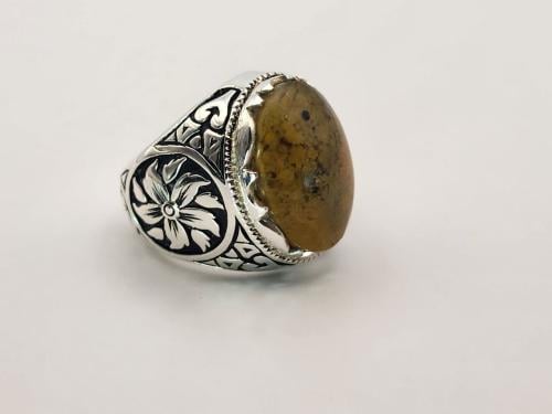 خاتم عقيق يماني صياغه الشريف مقاس 18 عربي