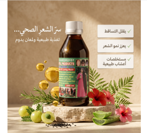 "زيت الأعشاب الطبيعي لمنع تساقط الشعر وتعزيز نموه "