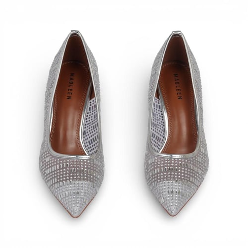 جزمة سهره كرستال كعب شوكة من مادلين_ فضي