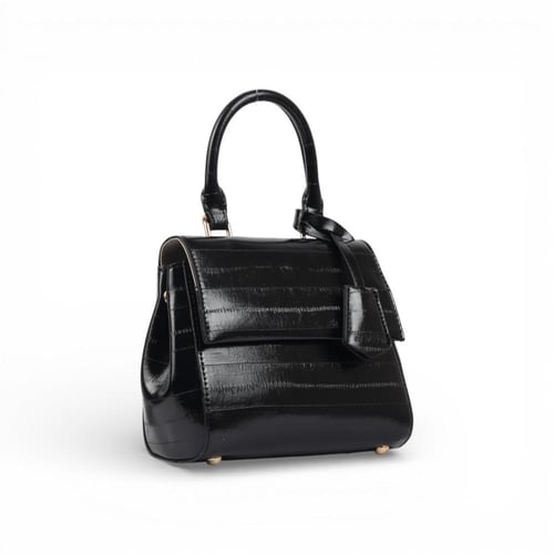 طقم نسائي حذاء كعب شوكة + شنطة جلد من مادلين -أسود