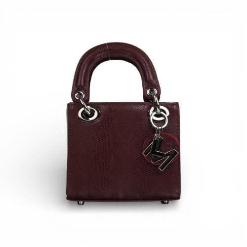 شنطة جلدية لمعه من مادلين -عنابي