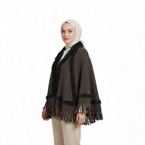 شال شتوي من مادلين - أسود مقلم أصفر