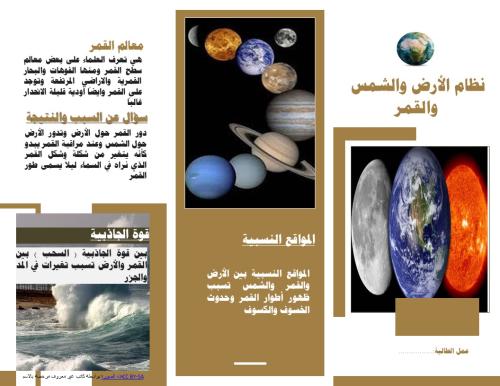 مطوية لدرس نظام الأرض والشمس والقمر