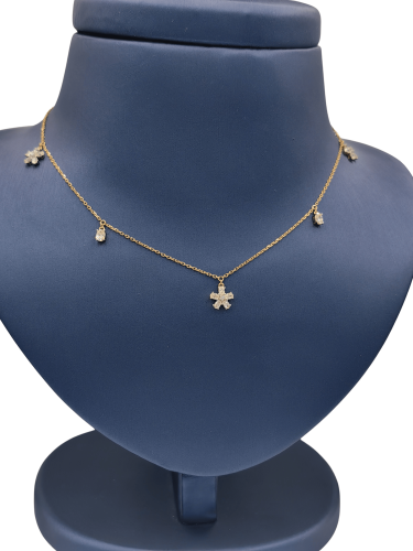 تشوكر فضة 925 مطلية بالذهب بتصميم الأزهار