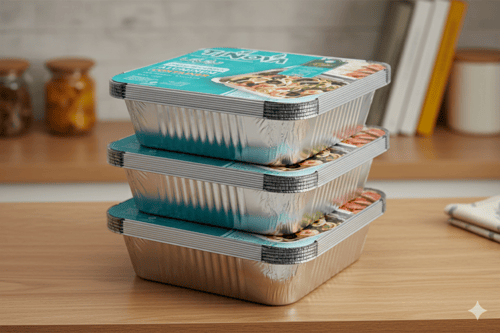 صحون (حاويات) ألمنيوم بالجملة مع أغطية (1000 حبة/ك...