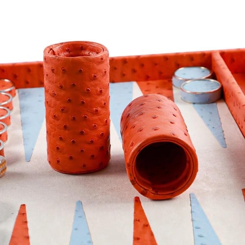 BACO Orange Ostrich Backgammon-21inches
